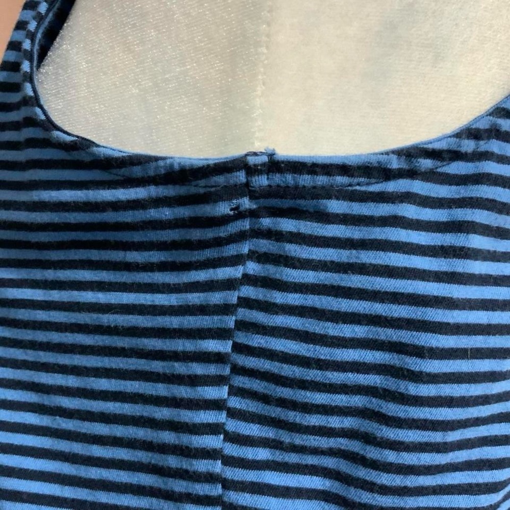 Chaps Navy Striped Ruffle Blouse - Picture 4 of 5